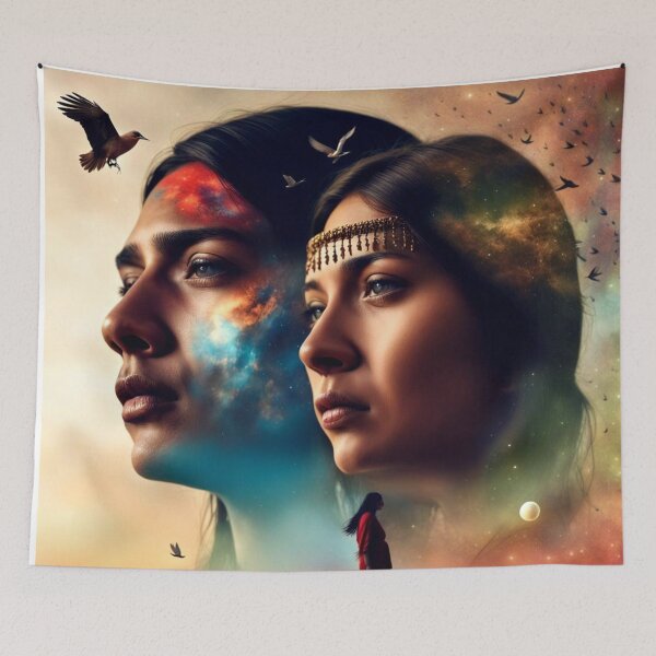 Item preview, Cosmic Sisters Galaxy Double Exposure designed and sold by Beyond The Canvas.