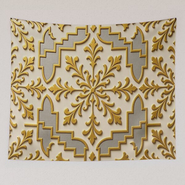 Item preview, Luxury Gold Baroque Snowflake Crest Royal Winter Pattern designed and sold by Breezes-of-Ida.