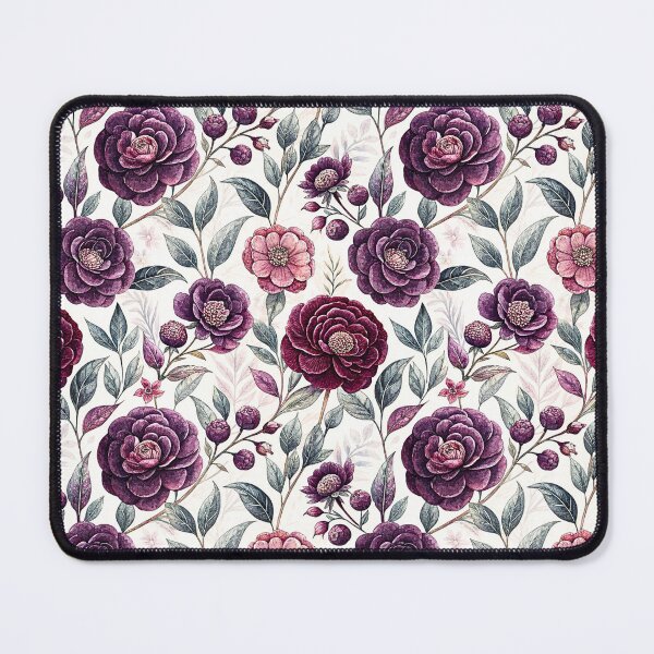 Item preview, Deep Plum Camellia Botanical Floral Pattern designed and sold by Storybook Botanica.