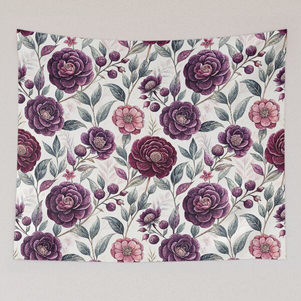 Item preview, Deep Plum Camellia Botanical Floral Pattern designed and sold by Storybook Botanica.