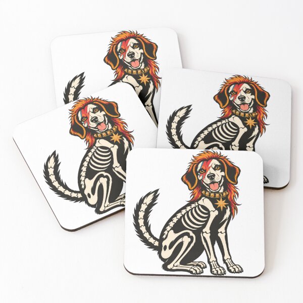 Item preview, Glam Rock Dog Skeleton – Halloween Tattoo Design. designed and sold by Knock on my door.