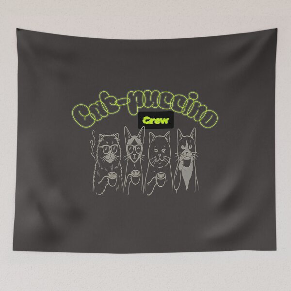 Item preview, Catpuccino Crew – Funny Cats Drinking Coffee Neon Graphic designed and sold by Soft Strength Studio.