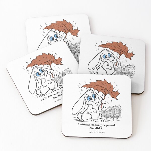 Item preview, Copenhagen Rabbit Sheltering Under an Autumn Leaf designed and sold by Soft Paws Sketches.