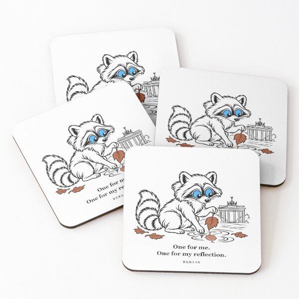 Item preview, Berlin Raccoon Discovering an Autumn Leaf Reflection designed and sold by Soft Paws Sketches.