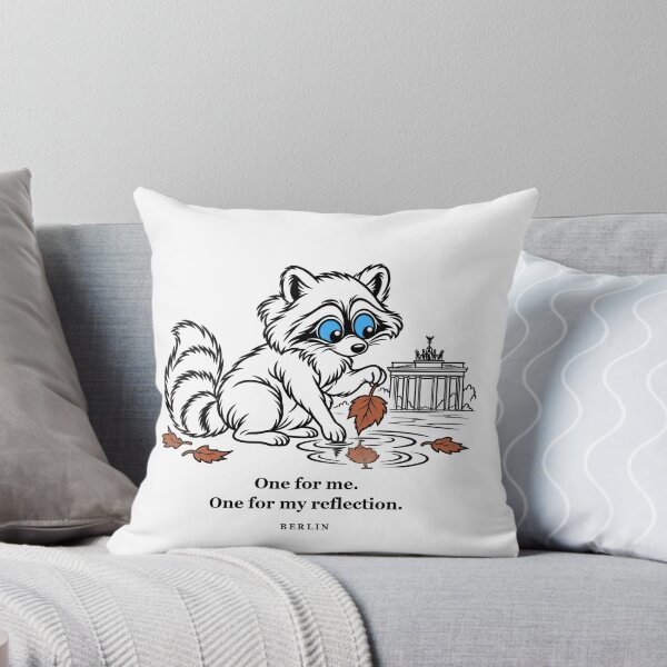 Item preview, Berlin Raccoon Discovering an Autumn Leaf Reflection designed and sold by Soft Paws Sketches.