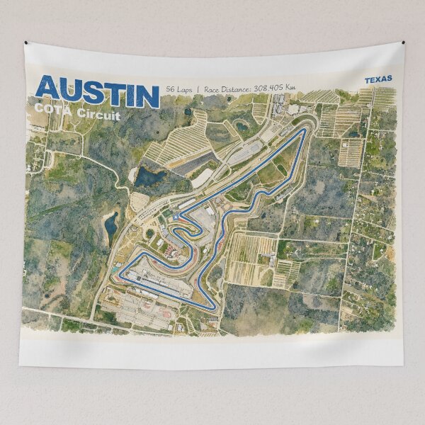 Item preview, Austin (COTA) Watercolor Track Map designed and sold by Mariel  Toigo.