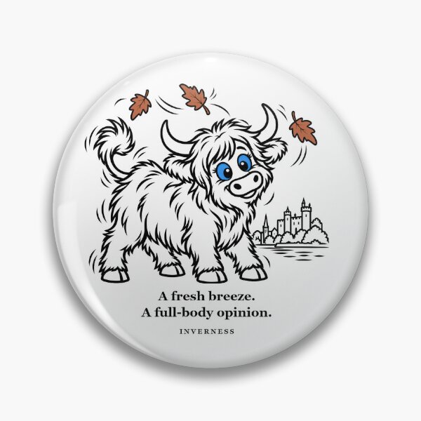 Item preview, Inverness Highland Cow in a Fresh Autumn Breeze designed and sold by Soft Paws Sketches.