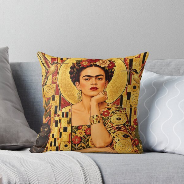 Item preview, Klimt-Style Frida with Black Cat designed and sold by FabFunFridaForever!.