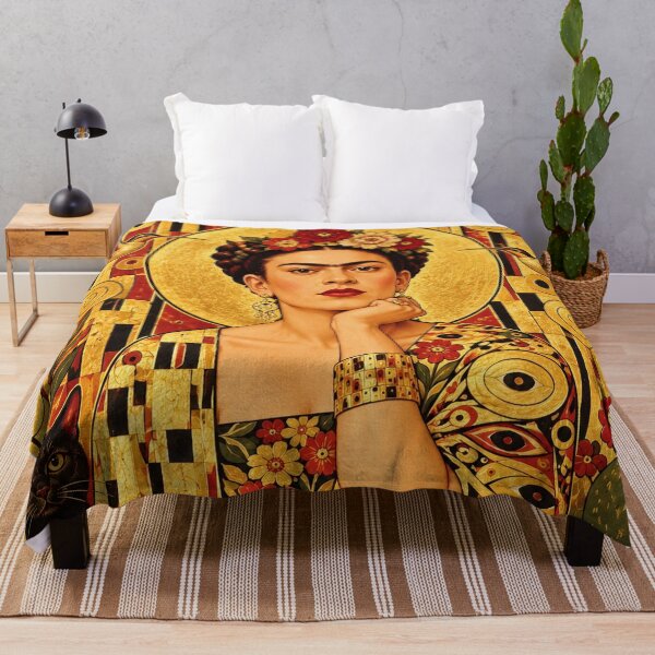 Item preview, Klimt-Style Frida with Black Cat designed and sold by FabFunFridaForever!.