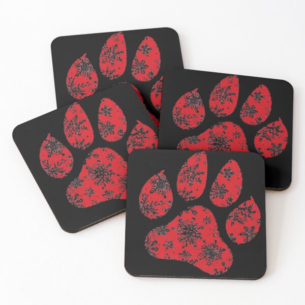 Item preview, Red Paw Print with Snowflakes — Holiday Dog Paw Design designed and sold by muza03.