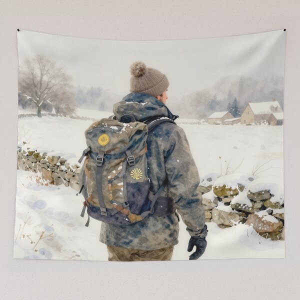Item preview, Winter, pilgrim on the Way of St. James designed and sold by jefboutique6150.