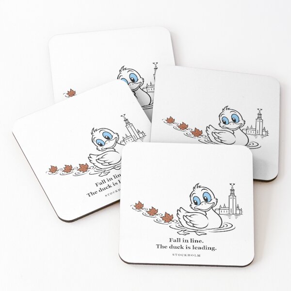 Item preview, Stockholm Duck Leading a Trail of Autumn Leaves designed and sold by Soft Paws Sketches.