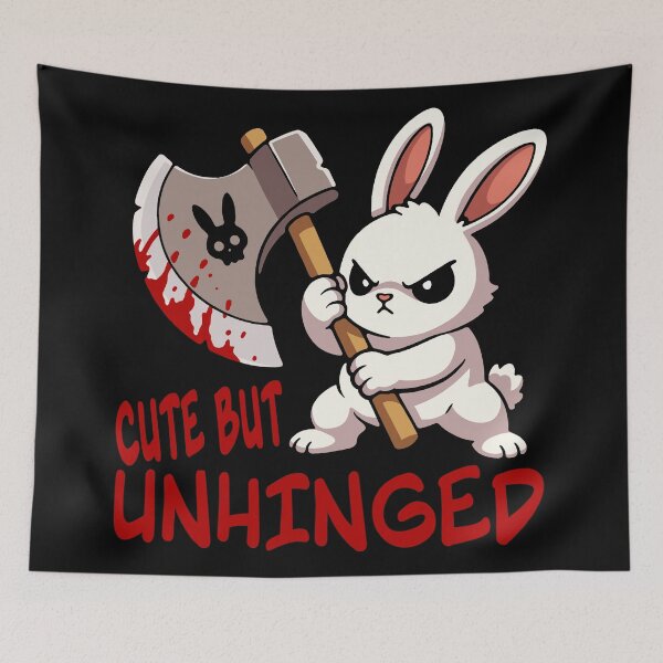 Item preview, Cute But Unhinged – Angry Bunny with Bloody Axe designed and sold by Ankarzh.