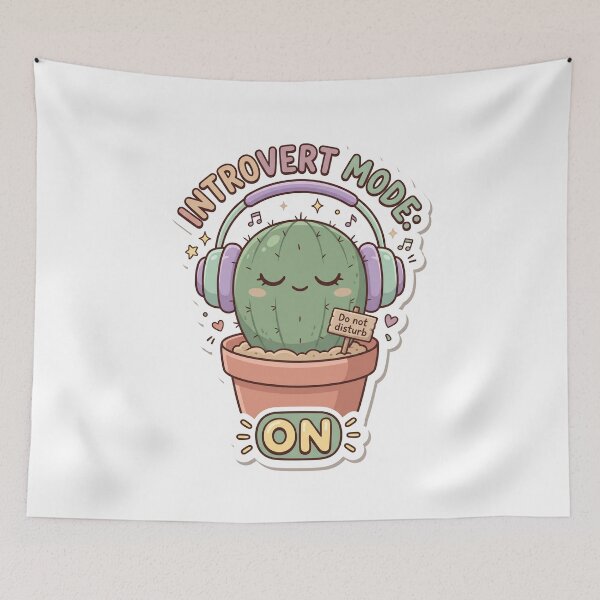 Item preview, Cute Cactus Wearing Headphones In Introvert Mode designed and sold by JC Art Creations.