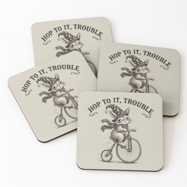 Item preview, Hop to It, Trouble – Vintage Rabbit on Penny-Farthing Bicycle designed and sold by MJO80.
