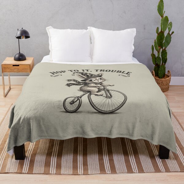Item preview, Hop to It, Trouble – Vintage Rabbit on Penny-Farthing Bicycle designed and sold by MJO80.