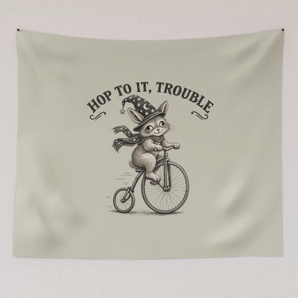 Item preview, Hop to It, Trouble – Vintage Rabbit on Penny-Farthing Bicycle designed and sold by MJO80.