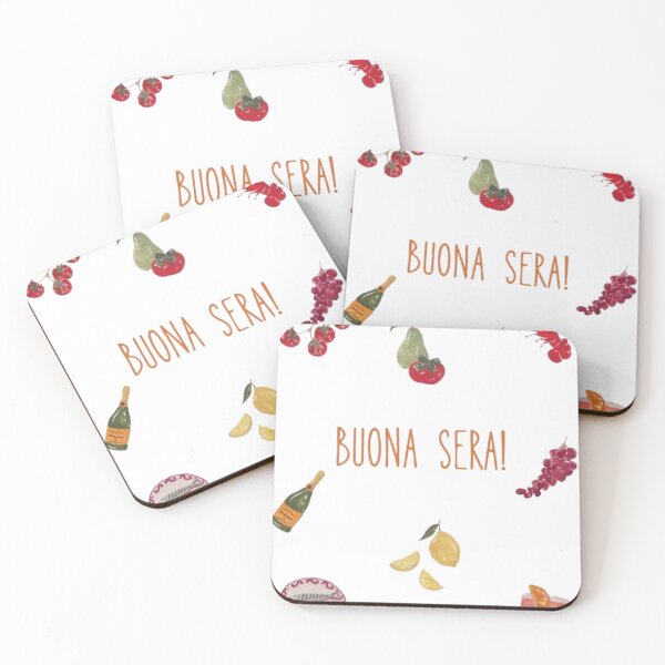 Item preview, Buona Sera Italian Summer Food Wine Aesthetic Art Print designed and sold by Design-MSG.