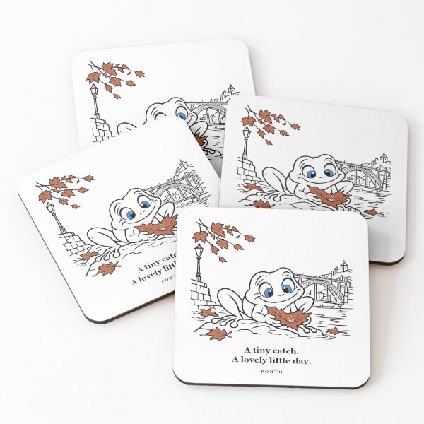 Item preview, Porto Frog Catching a Tiny Autumn Raindrop designed and sold by Soft Paws Sketches.