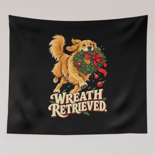 Item preview, Golden Retriever Christmas Wreath Retrieved Funny Holiday Dog designed and sold by MOTIFOLK.