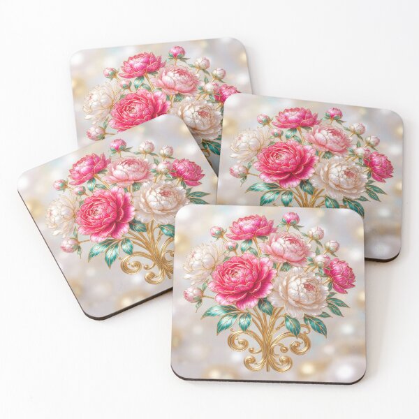 Item preview, Peony Bouquet – Elegant Vintage Gold and Pink Floral Art designed and sold by MargaretWiktor.