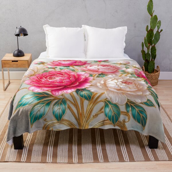 Item preview, Peony Bouquet – Elegant Vintage Gold and Pink Floral Art designed and sold by MargaretWiktor.