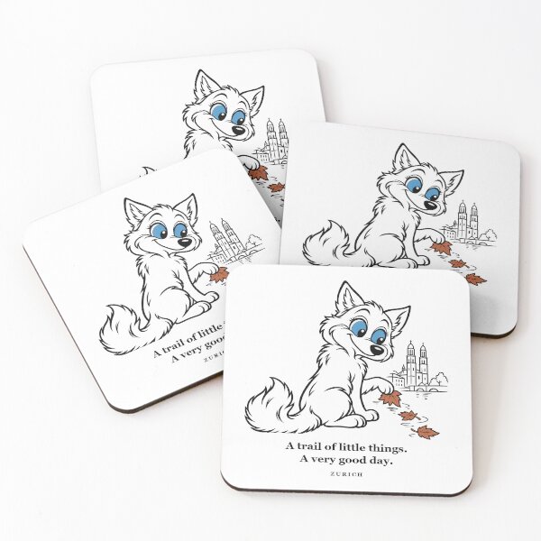 Item preview, Zurich Wolf Following a Trail of Autumn Leaves designed and sold by Soft Paws Sketches.