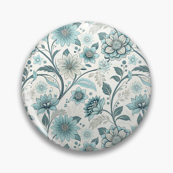 Item preview, Icy Blue Silver Botanical Floral Pattern designed and sold by Storybook Botanica.