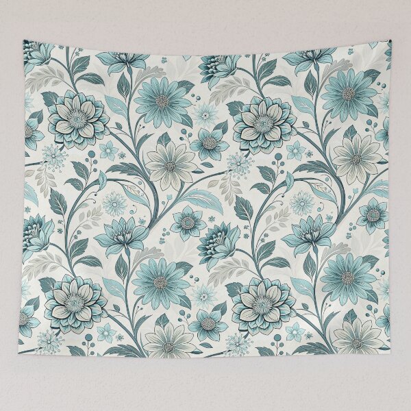 Item preview, Icy Blue Silver Botanical Floral Pattern designed and sold by Storybook Botanica.