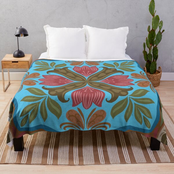 Item preview, Mediterranean Floral Tile Pattern Blue & Pink designed and sold by Rukhscreations.