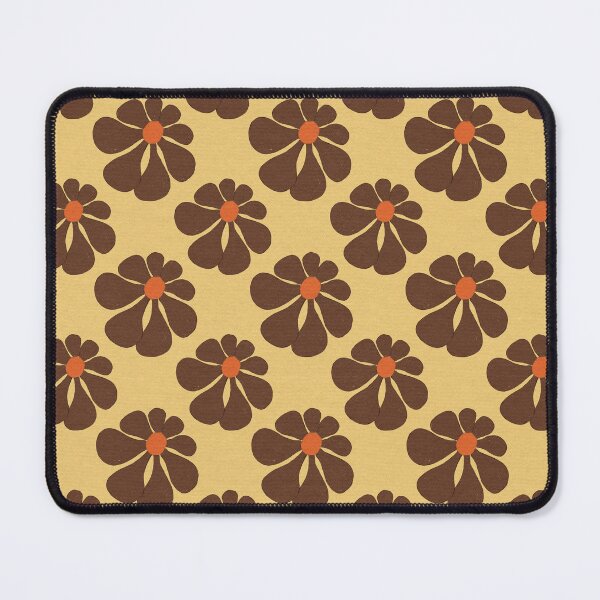 Item preview, Retro Brown Orange Flower Pattern Vintage 70s 60s designed and sold by Chatula Print Studio.
