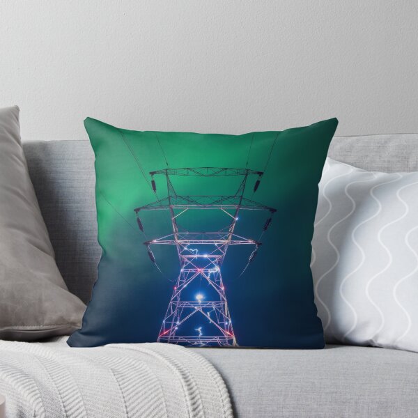 Item preview, Electricity Pylon with Glowing Energy in Neon Blue and Green designed and sold by Pylon-Bureau.