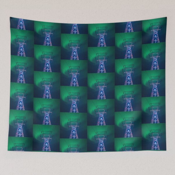Item preview, Electricity Pylon with Glowing Energy in Neon Blue and Green designed and sold by Pylon-Bureau.