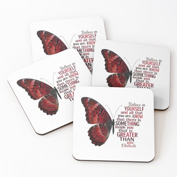 Item preview, Believe in Yourself – Red and Black Butterfly with Inspirational Quote designed and sold by AngilGurl67.