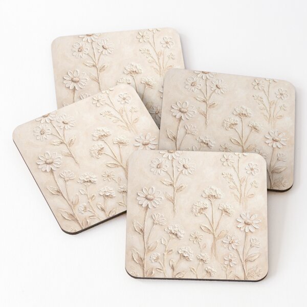 Item preview, Boho Minimalist Neutral Textured Daisy Floral Plaster Art designed and sold by Hushed Hues.