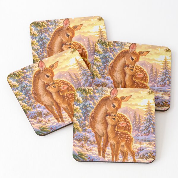 Item preview, Mother Deer and Fawn in a Magical Winter Woodland designed and sold by acceleratorhams.