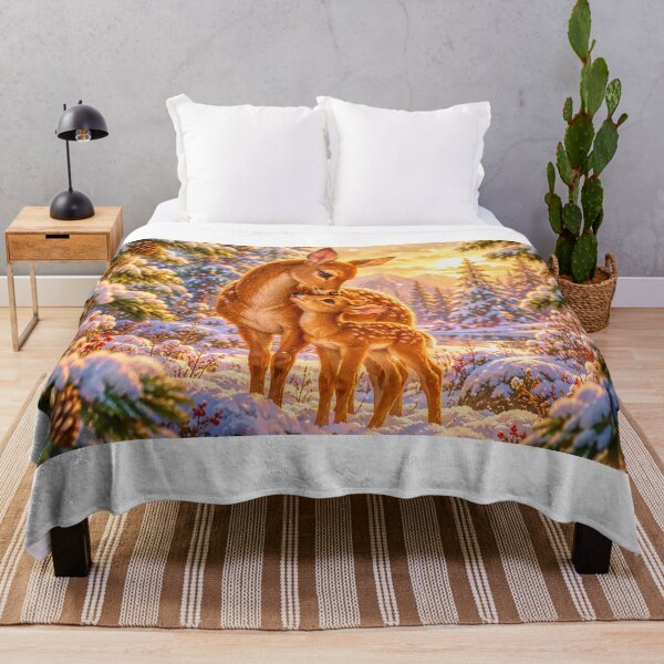 Item preview, Mother Deer and Fawn in a Magical Winter Woodland designed and sold by acceleratorhams.