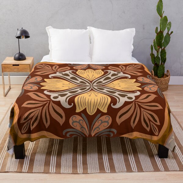 Item preview, Mediterranean Floral Tile Pattern Brown designed and sold by Rukhscreations.