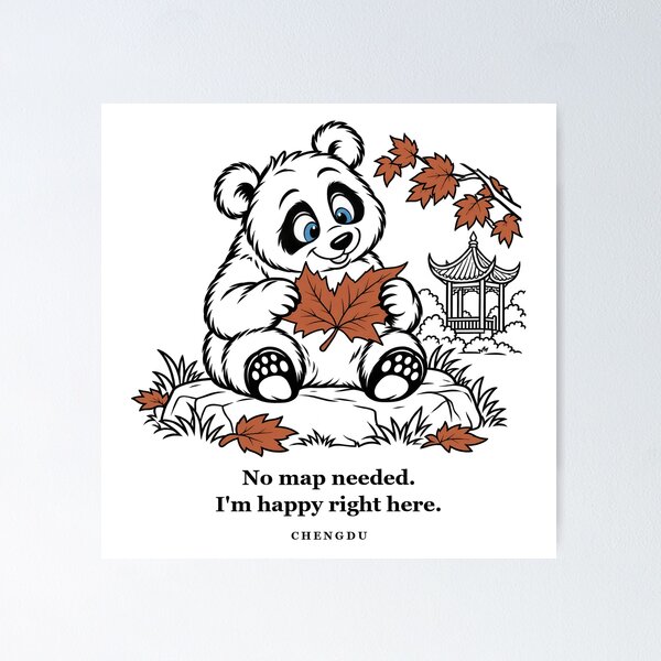 Item preview, Chengdu Panda Enjoying a Quiet Autumn Leaf Moment designed and sold by Soft Paws Sketches.