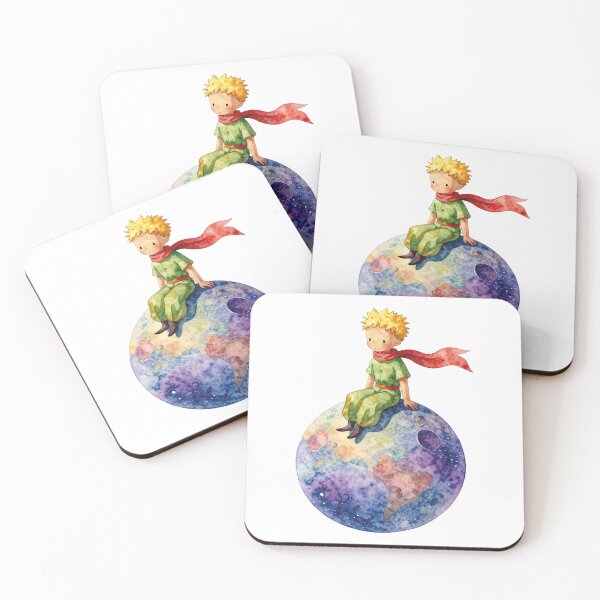 Item preview, watercolor cute little prince sitting on planet earth designed and sold by WildArtIT.