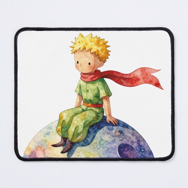 Item preview, watercolor cute little prince sitting on planet earth designed and sold by WildArtIT.