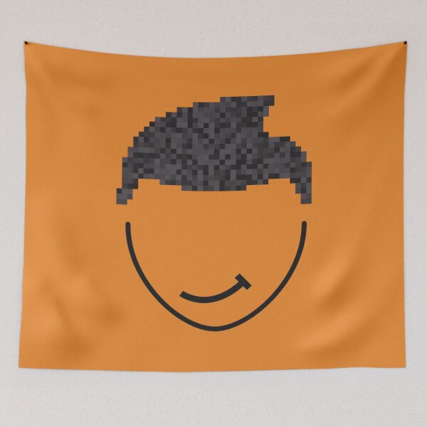 Item preview, Minimalist Pixel Hair Smirking Face Abstract Line Art designed and sold by ANJ Creative Designs.