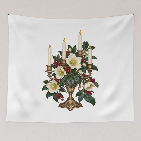 Item preview, Christmas rose in a delicate Advent candle holder designed and sold by Gloddeck Prints.