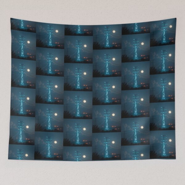Item preview, Glowing Power Tower Under Full Moon Night designed and sold by Pylon-Bureau.