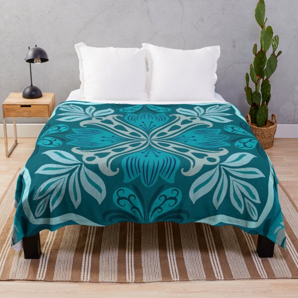 Item preview, Mediterranean Floral Tile Pattern Teal designed and sold by Rukhscreations.