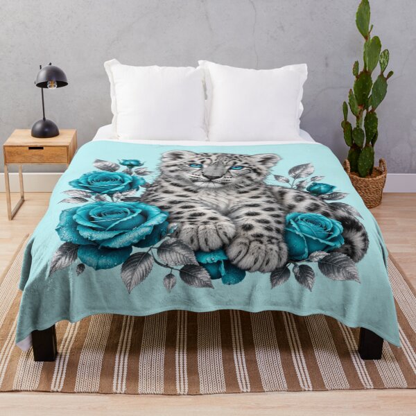 Item preview, Sweet snow leopard with blue roses designed and sold by design-rebell.