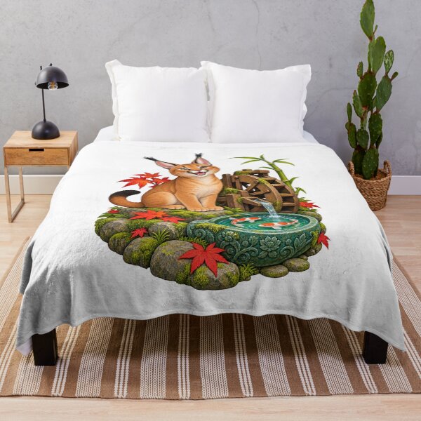 Item preview, Small caracal at the Japanese koi water wheel designed and sold by Gloddeck Prints.