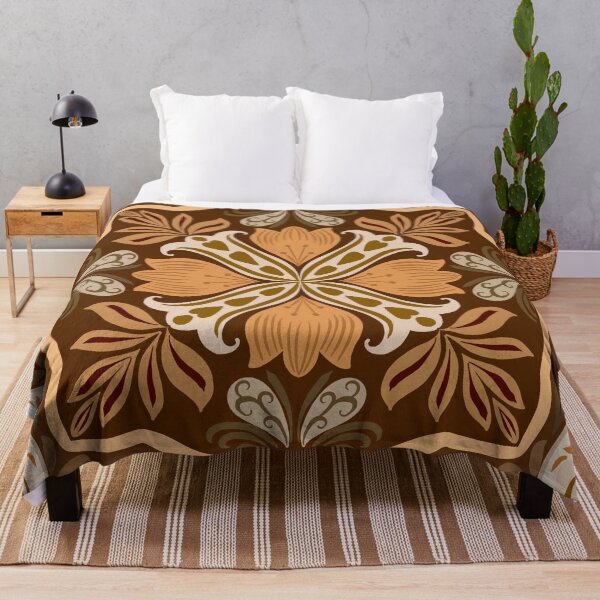Item preview, Mediterranean Floral Tile Pattern Brown & Beige designed and sold by Rukhscreations.