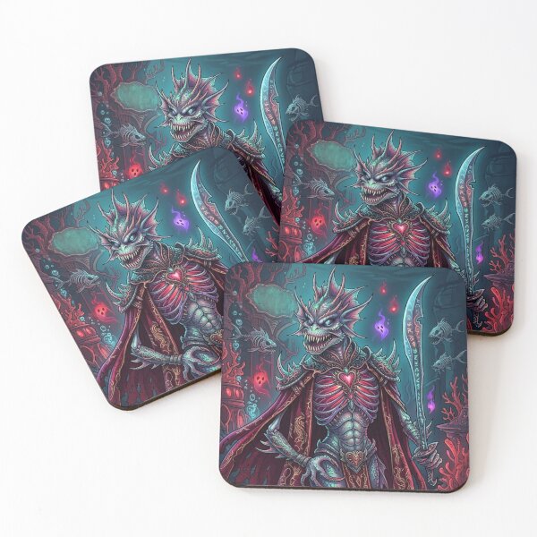 Item preview, Aquatic monster warrior fantasy art designed and sold by Vintage Designs +.