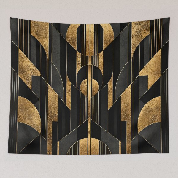 Item preview, Monochrome Art Deco Vertical Geometry with Gold Foil Accents designed and sold by The-Library.